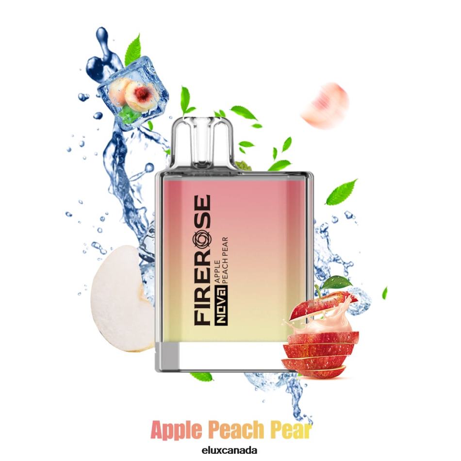 Elux Firerose Nova 600 Puffs Disposable Vape Apple Peach Pear FHP8R20 - Vape Brands In Canada