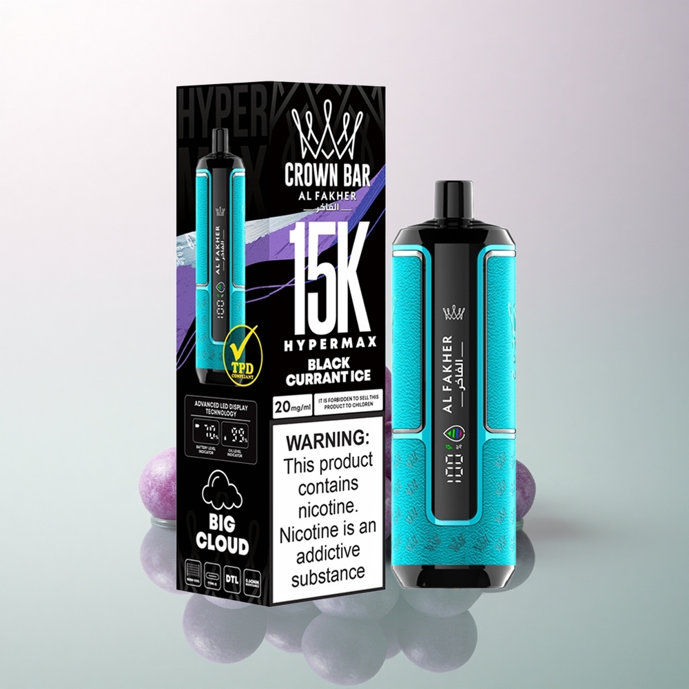 Al Fakher Crown Bar 15K Hypermax Blackcurrant Ice 22ml 600mAh 6mg Nicotine