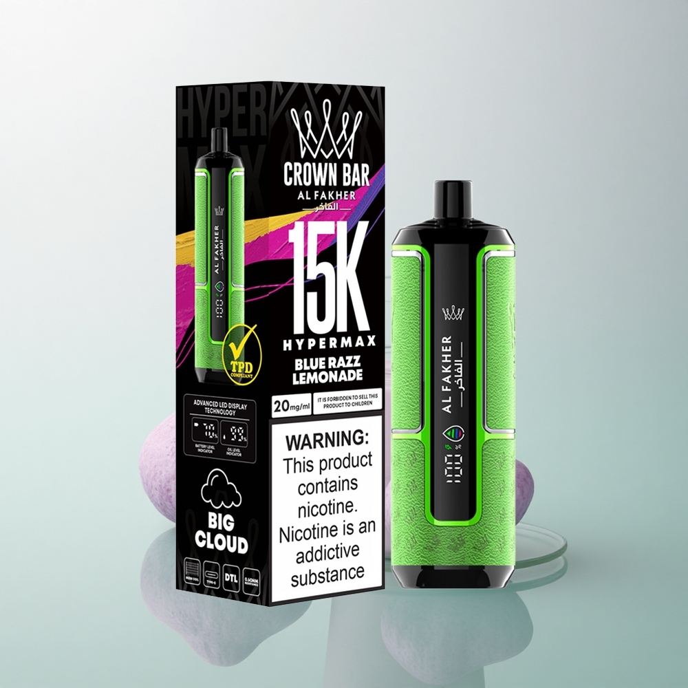 Al Fakher Crown Bar 15K Hypermax Blue Razz Lemonade 22ml 600mAh DTL