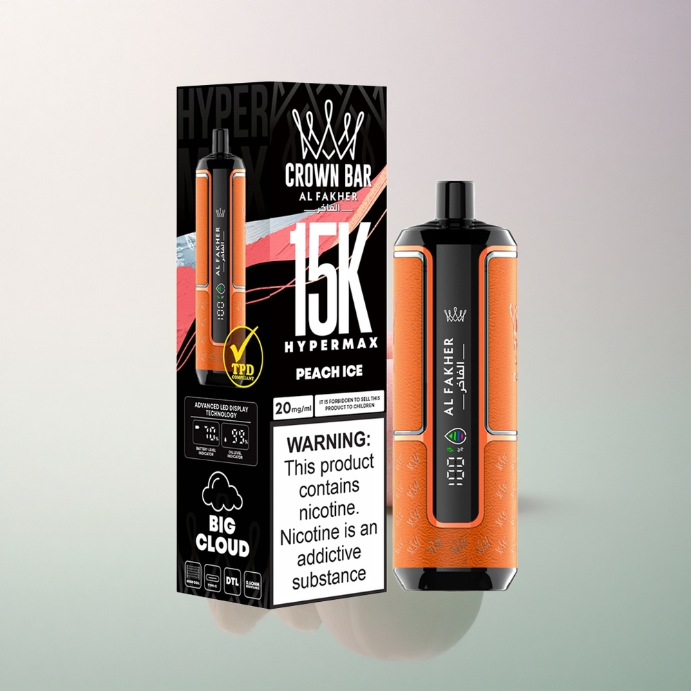 Al Fakher Crown Bar 15K Hypermax Peach Ice 22ml 600mAh 6mg Nicotine