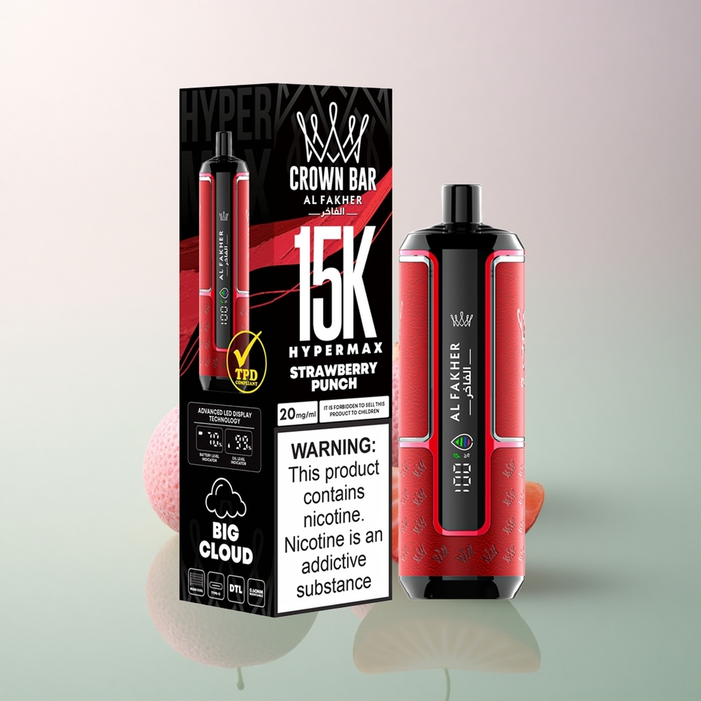 Al Fakher Crown Bar 15K Hypermax Strawberry Punch 600mAh Lightweight