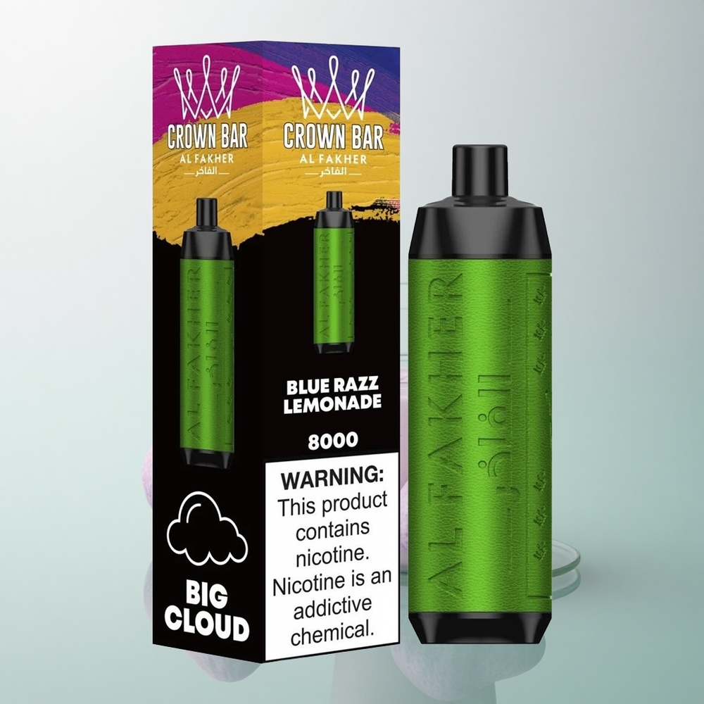 Al Fakher Crown Bar 8000 Crystal Blue Razz Lemonade 600mAh 18mL 5mg Nicotine