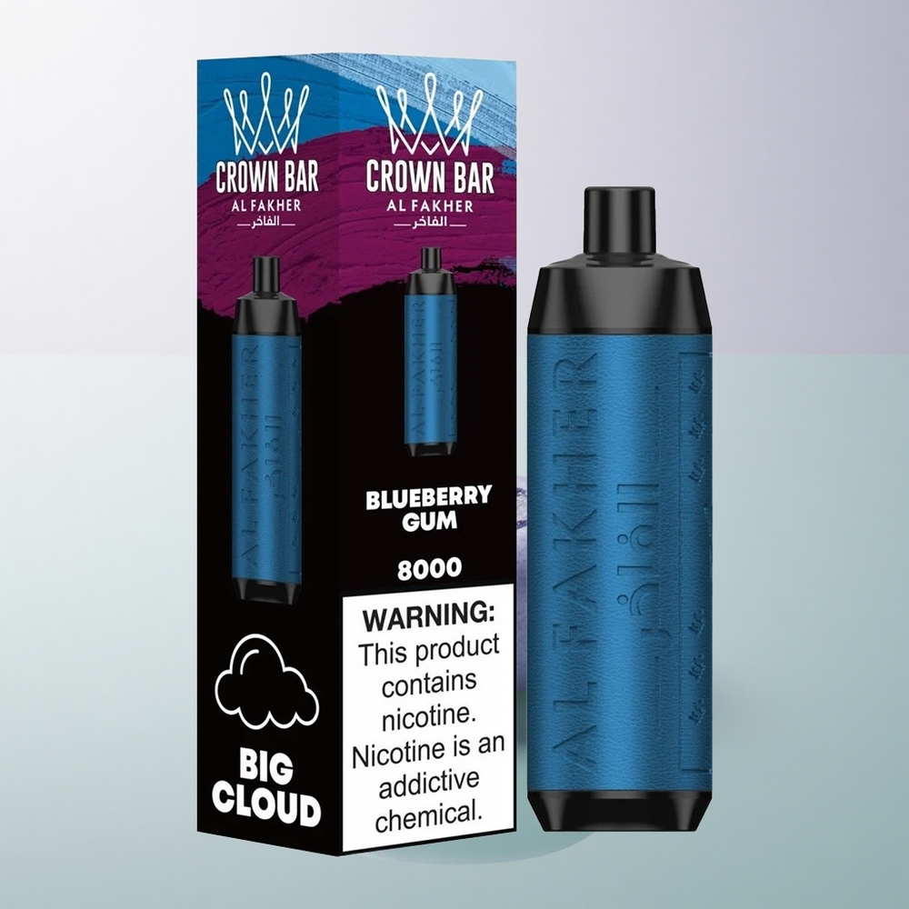 Al Fakher Crown Bar 8000 Crystal Blueberry Gum 600mAh USB-C 18mL Nicotine