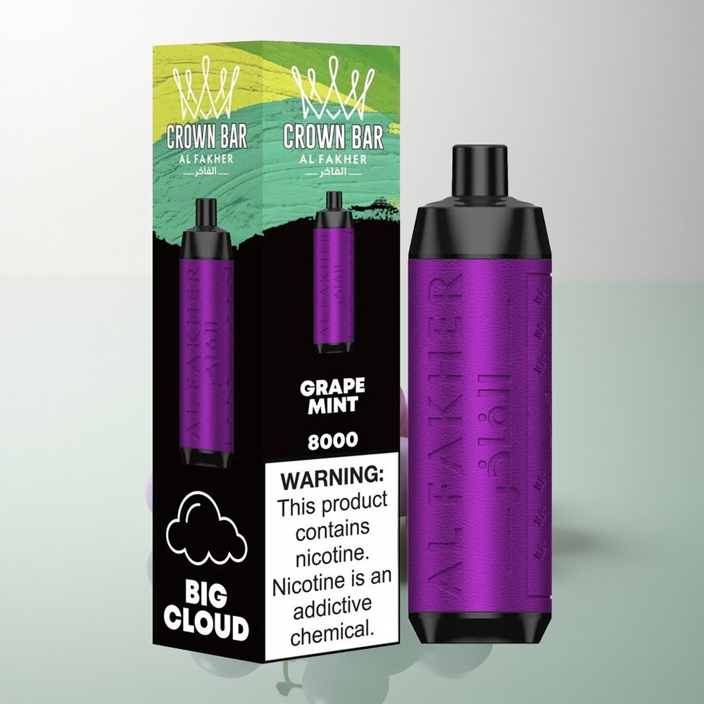 Al Fakher Crown Bar 8000 Crystal Grape Mint 600mAh 18ml Nicotine 5mg