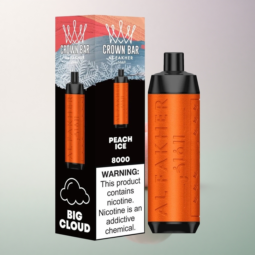 Al Fakher Crown Bar 8000 Crystal Peach Ice 600mAh 18ml 5mg Nicotine