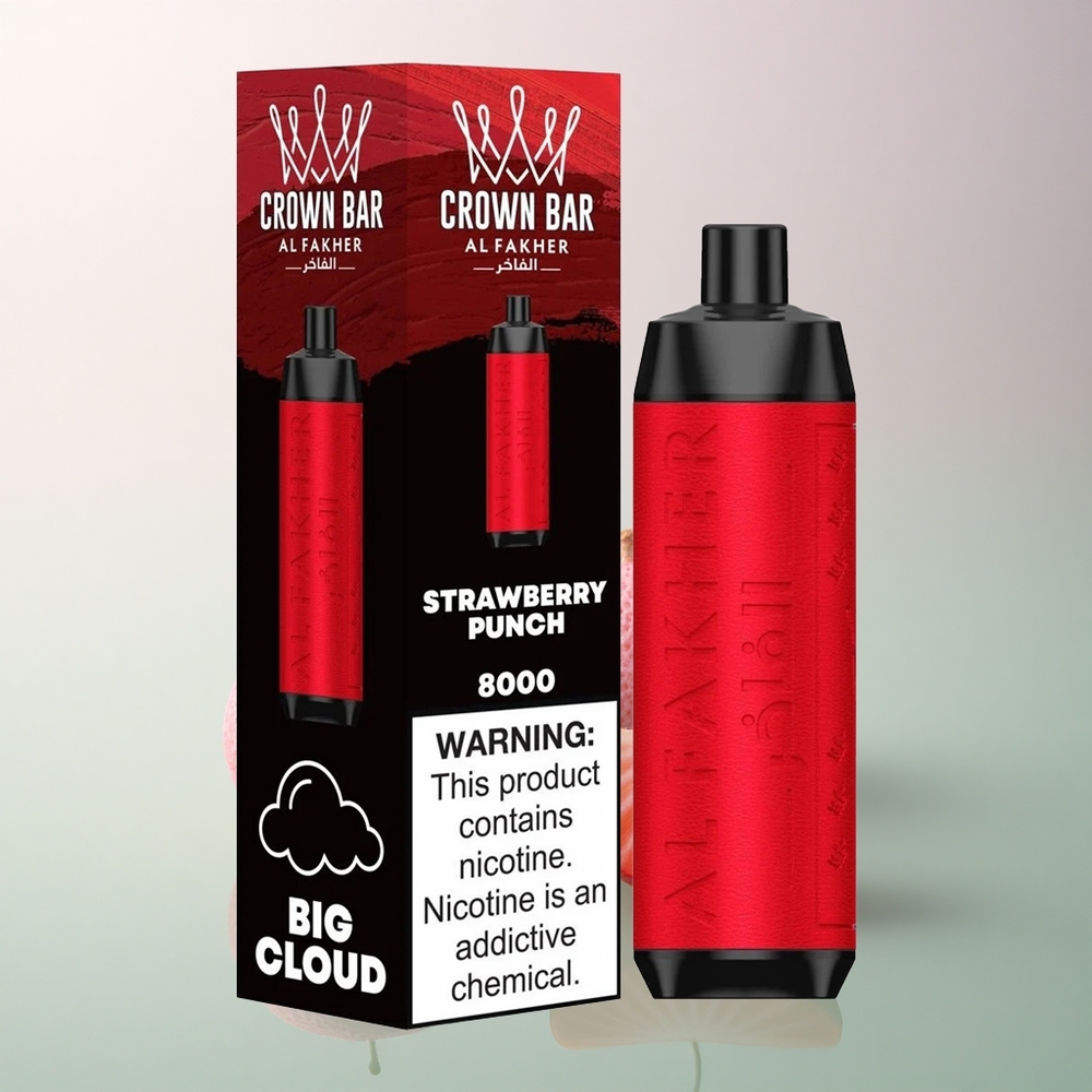 Al Fakher Crown Bar 8000 Crystal Strawberry Punch 600mAh 18ml 5mg Nicotine