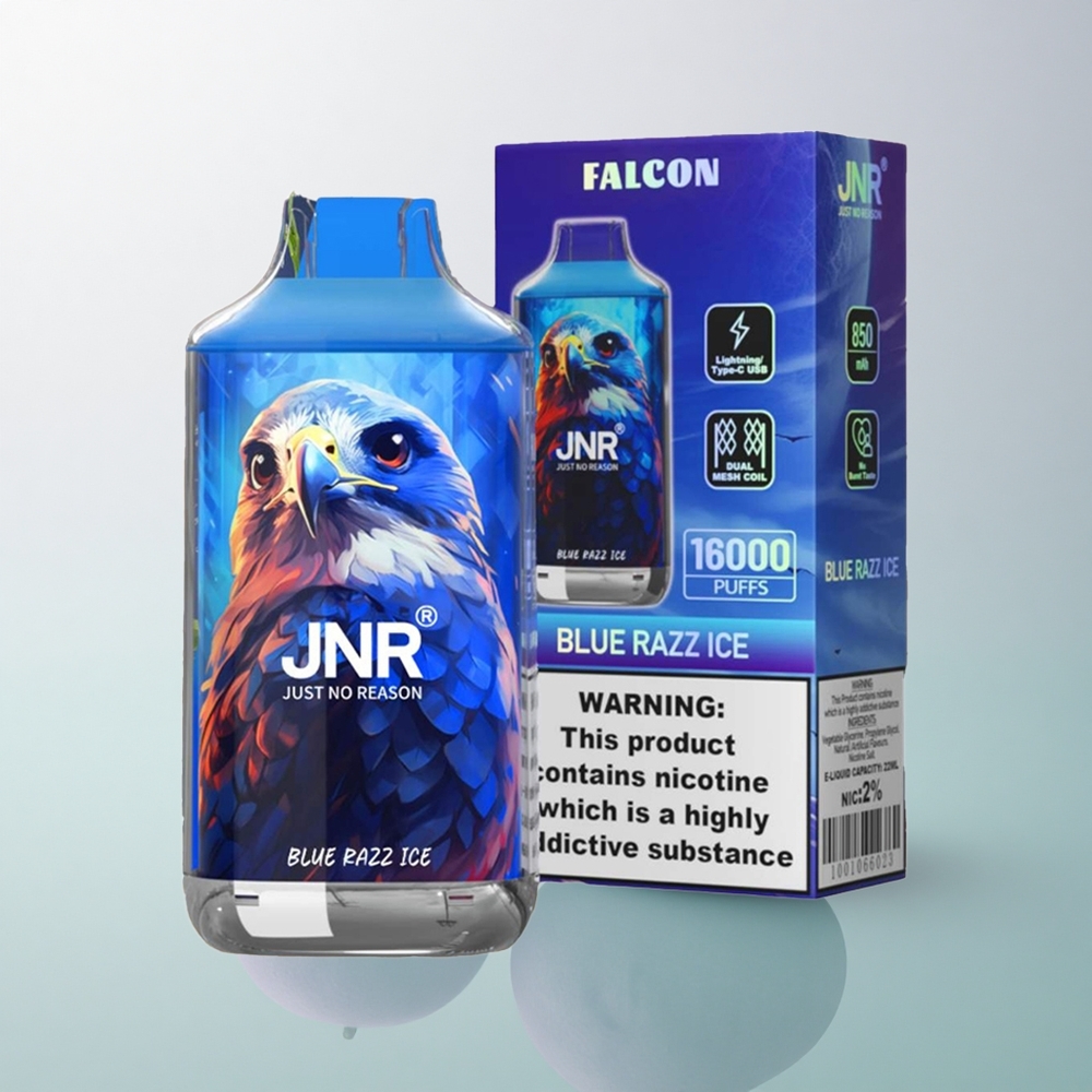 JNR Falcon 16000 Blue Razz Ice 850mAh Dual Mesh 22ml 0% Nicotine
