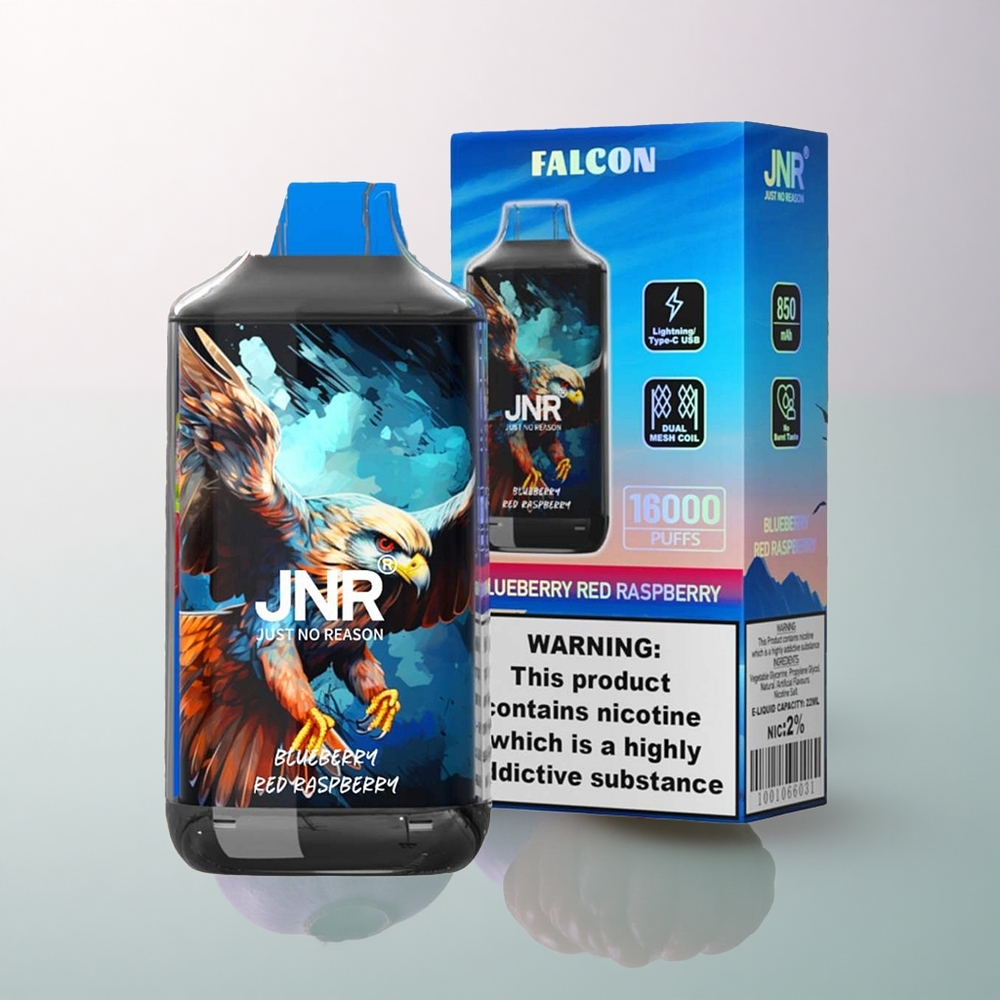 JNR Falcon 16000 Blueberry Red Raspberry Dual Mesh 850mAh Nicotine 0% 2%