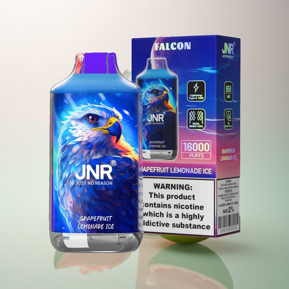 JNR Falcon 16000 Grapefruit Lemonade Ice Dual Mesh Coil 850mAh Nicotine 0% 2%