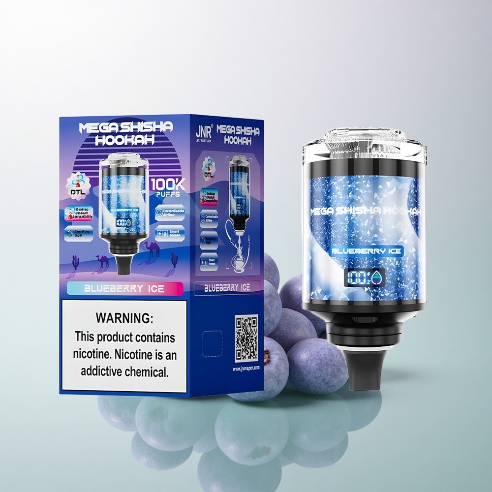 JNR Mega Shisha Hookah 100K Blueberry Ice 60ml 2200mAh 2% Nicotine