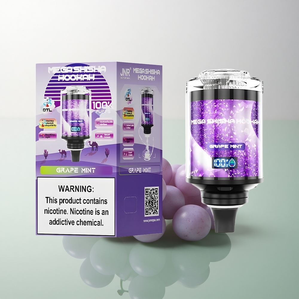 JNR Mega Shisha Hookah 100K Grape Mint 60ml 2200mAh 2% Nicotine
