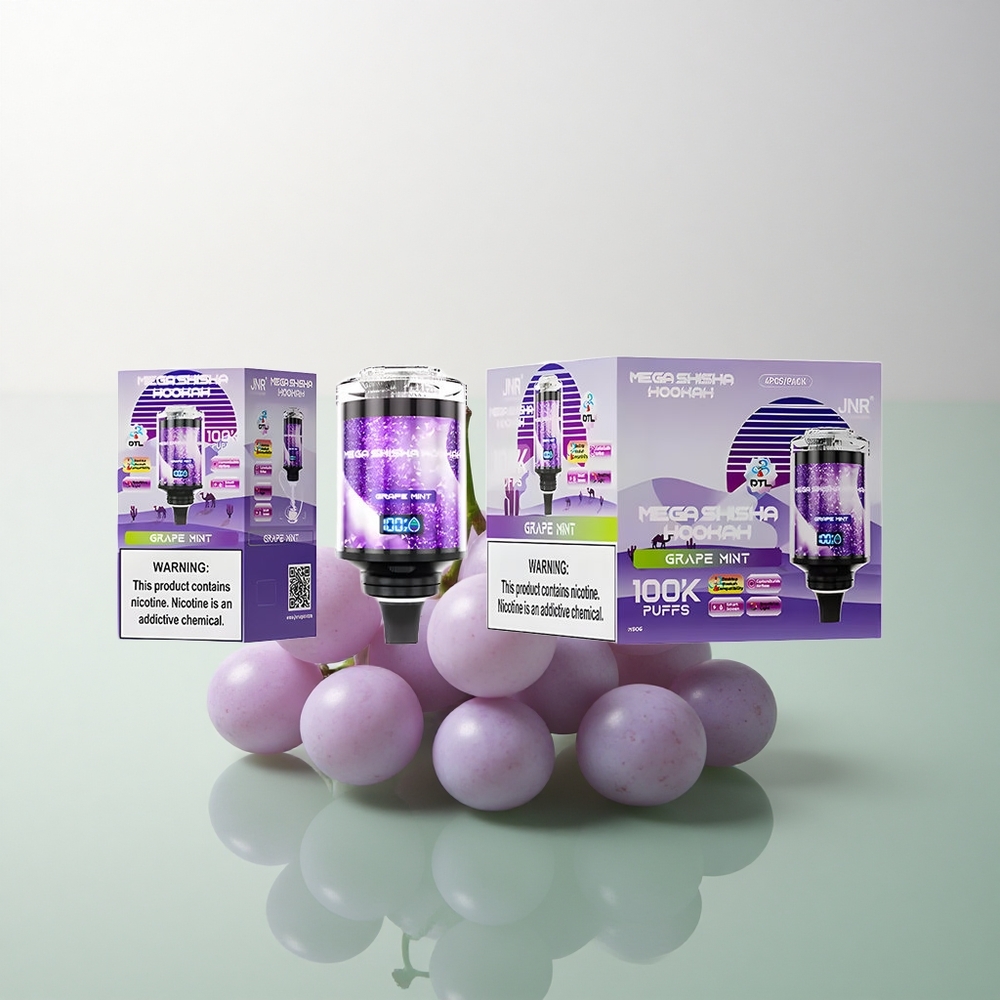 JNR Mega Shisha Hookah 100K Grape Mint 60ml 2200mAh 2% Nicotine