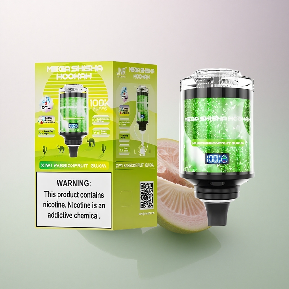 JNR Mega Shisha Hookah 100K Kiwi Passionfruit Guava 2200mAh 2% Nicotine