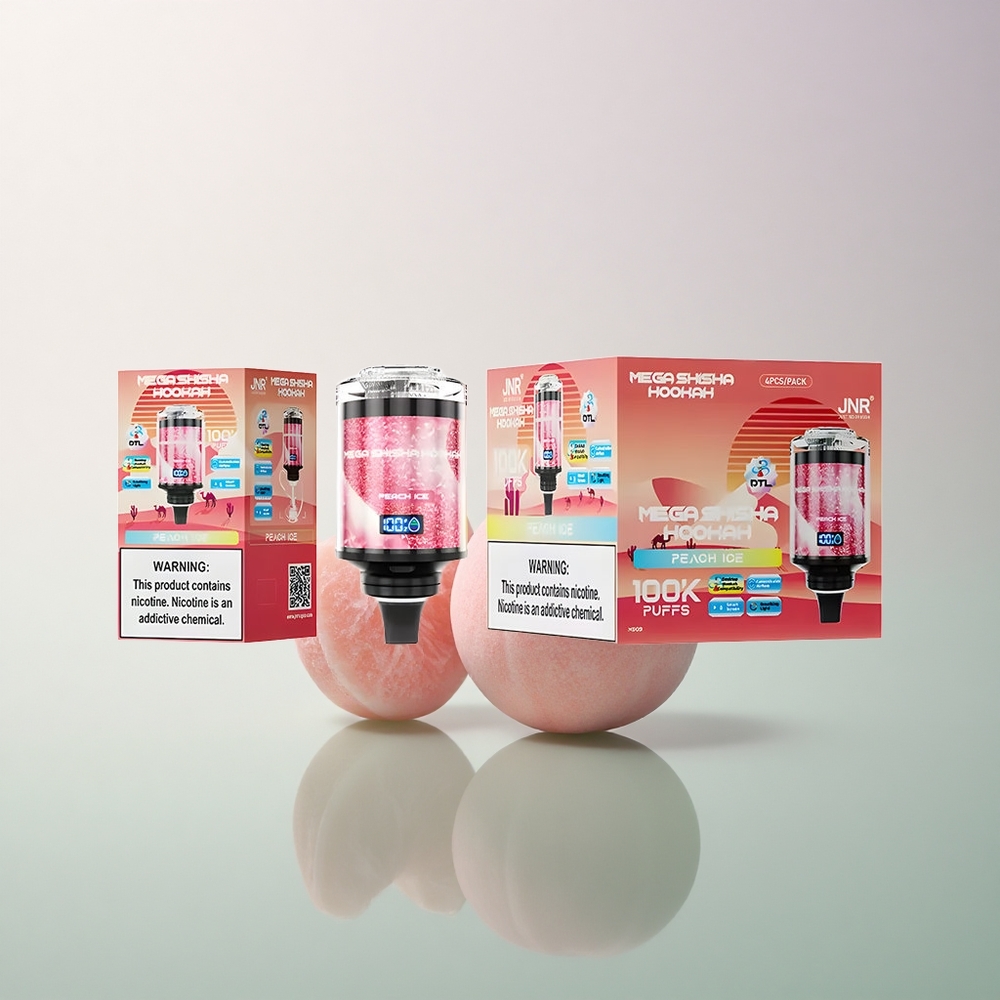 JNR Mega Shisha Hookah 100K Peach Ice 2200mAh 60ml Nicotine