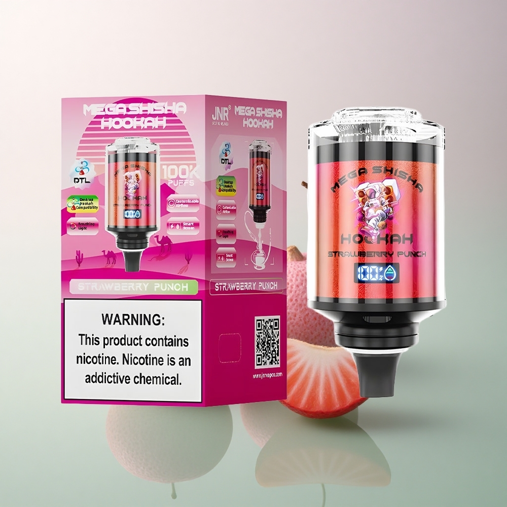 JNR Mega Shisha Hookah 100K Strawberry Punch 2200mAh 60ml 2% Nicotine