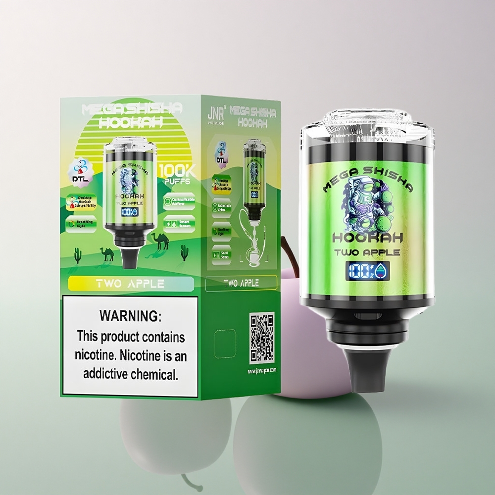 JNR Mega Shisha Hookah 100K Two Apple 2200mAh 60ml Adjustable Airflow
