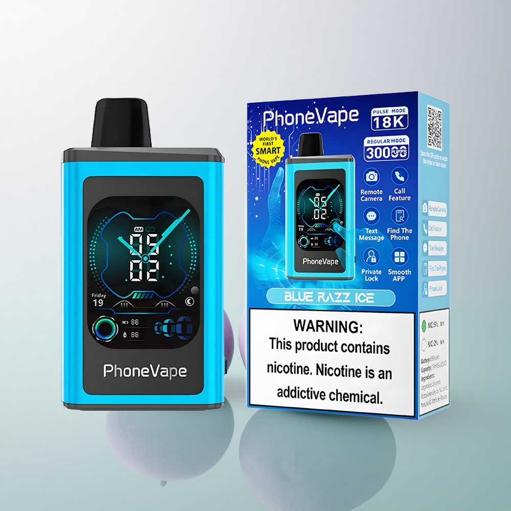 JNR PhoneVape 30000 Blue Razz Ice Rechargeable 850mAh Adjustable Airflow