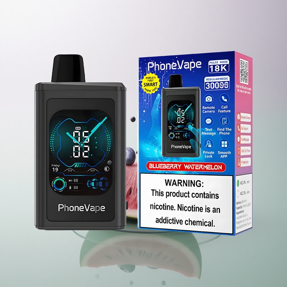 JNR PhoneVape 30000 Blueberry Watermelon Rechargeable 850mAh Adjustable Airflow 2% Nicotine