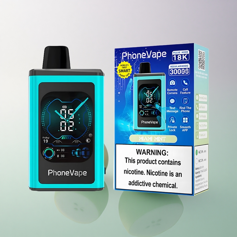 JNR PhoneVape 30000 Miami Mint Rechargeable 850mAh Adjustable Airflow 2% Nicotine