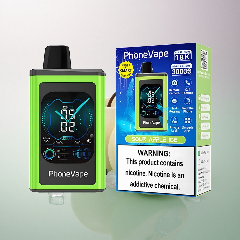 JNR PhoneVape 30000 Sour Apple Ice 850mAh Adjustable Airflow 5% Nicotine