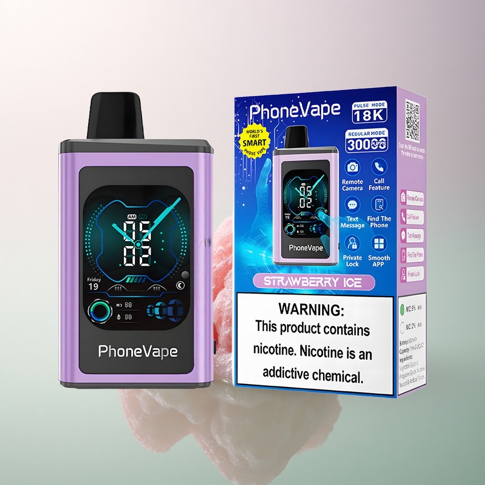 JNR PhoneVape 30000 Strawberry Ice 850mAh Adjustable Airflow 5% Nicotine