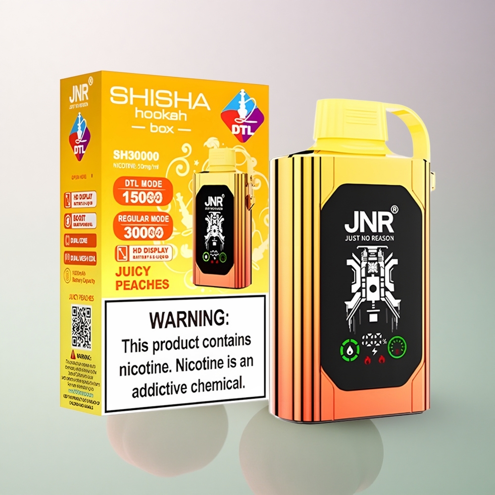 JNR Shisha Hookah Box 20500 Juicy Peaches HD Display 1000mAh Dual Mesh Coil