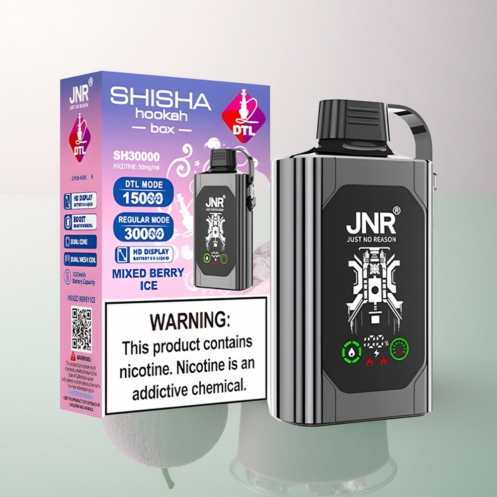 JNR Shisha Hookah Box 20500 Mixed Berry Ice with 25ml E-liquid & Dual Mesh Coil