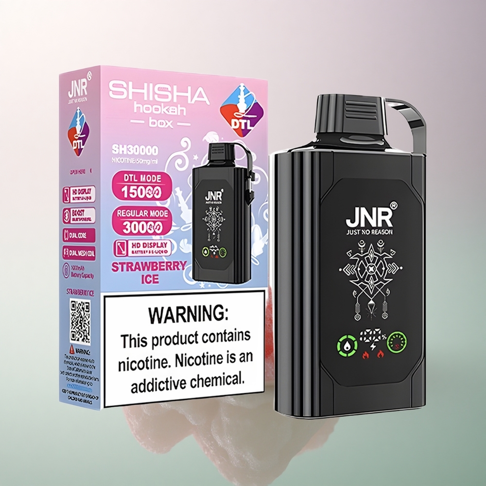 JNR Shisha Hookah Box 20500 Strawberry Ice HD Display Dual Mesh Coil 25ml