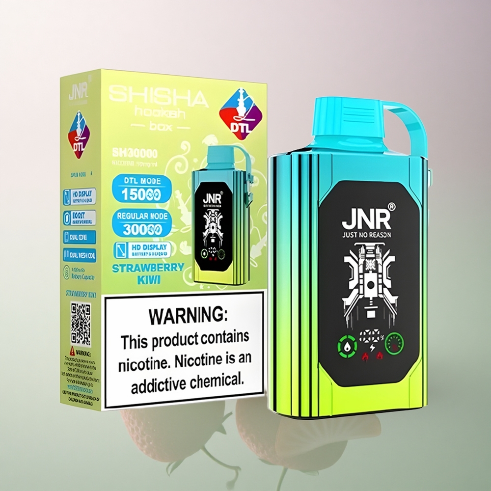 JNR Shisha Hookah Box 20500 Strawberry Kiwi HD Display 1000mAh Dual Mesh Coil