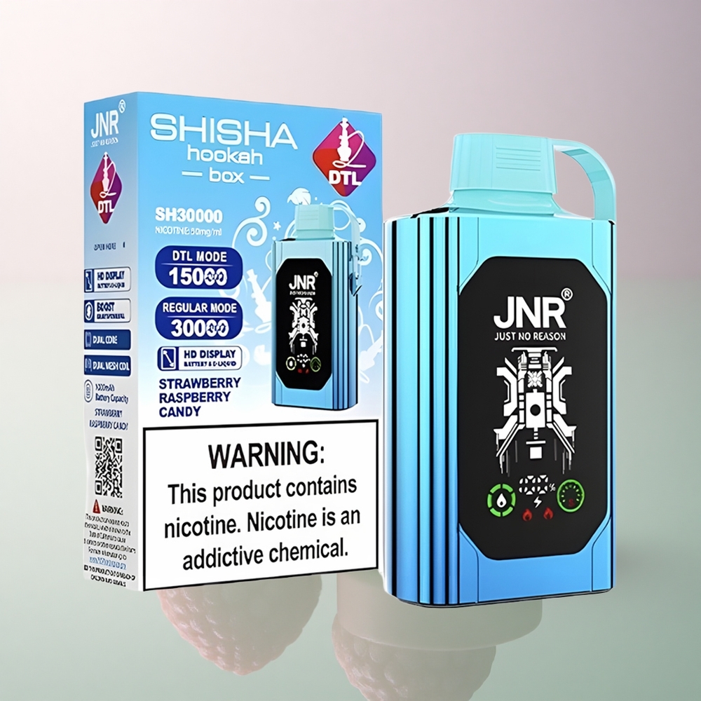 JNR Shisha Hookah Box 20500 Strawberry Raspberry Candy 1000mAh Dual Mesh Coil 25ml
