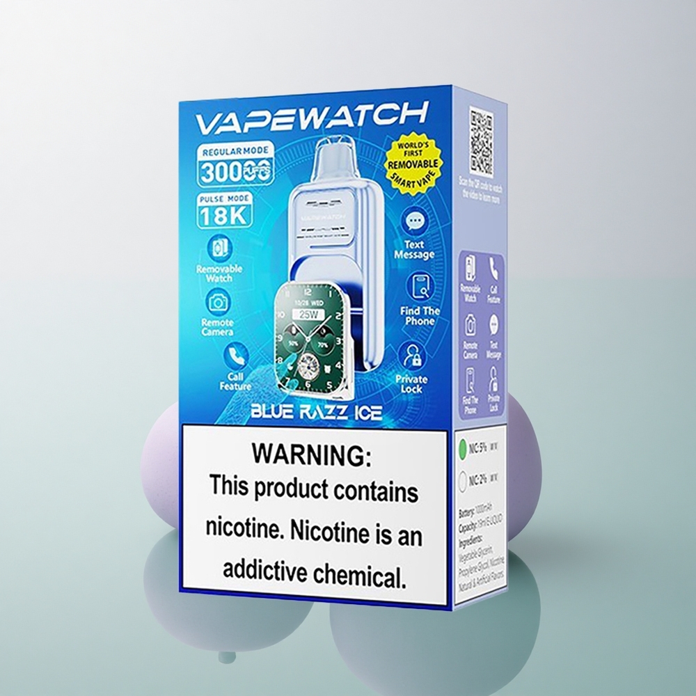 JNR VapeWatch 30000 Blue Razz Ice 19mL 5% Nicotine Dual Mesh Coil