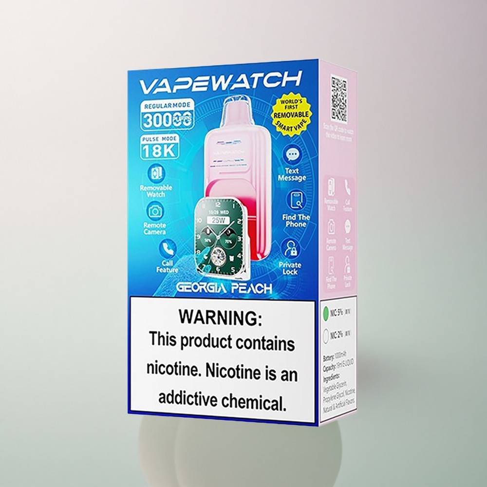 JNR VapeWatch 30000 Georgia Peach 1000mAh 19mL Dual Mesh 5% Nicotine