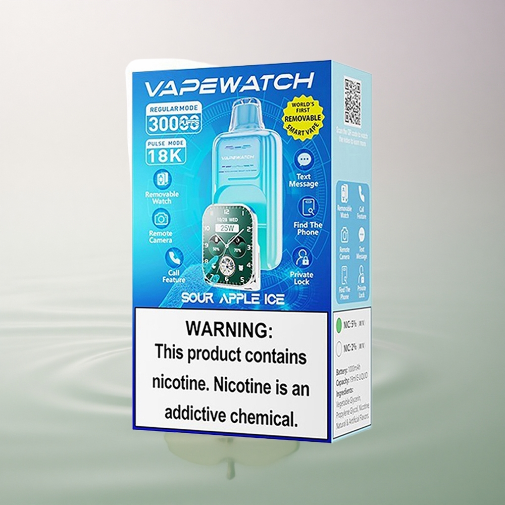 JNR VapeWatch 30000 Sour Apple Ice 1000mAh 19mL Dual Mesh