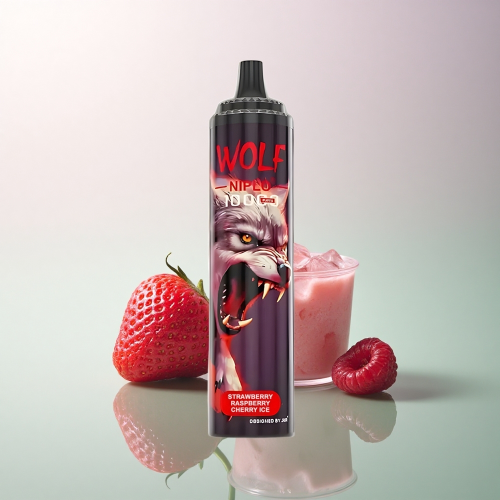 JNR Wolf Niplo 10000 Strawberry Raspberry Cherry Ice 20ml 650mAh 5% Nicotine