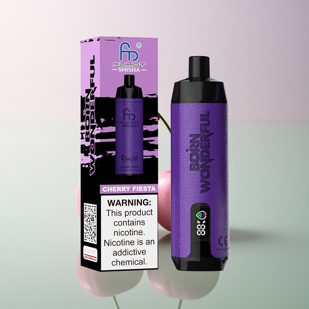 RandM Fumot Shisha 10000 Puffs Cherry Fiesta LED Mesh Coil 850mAh