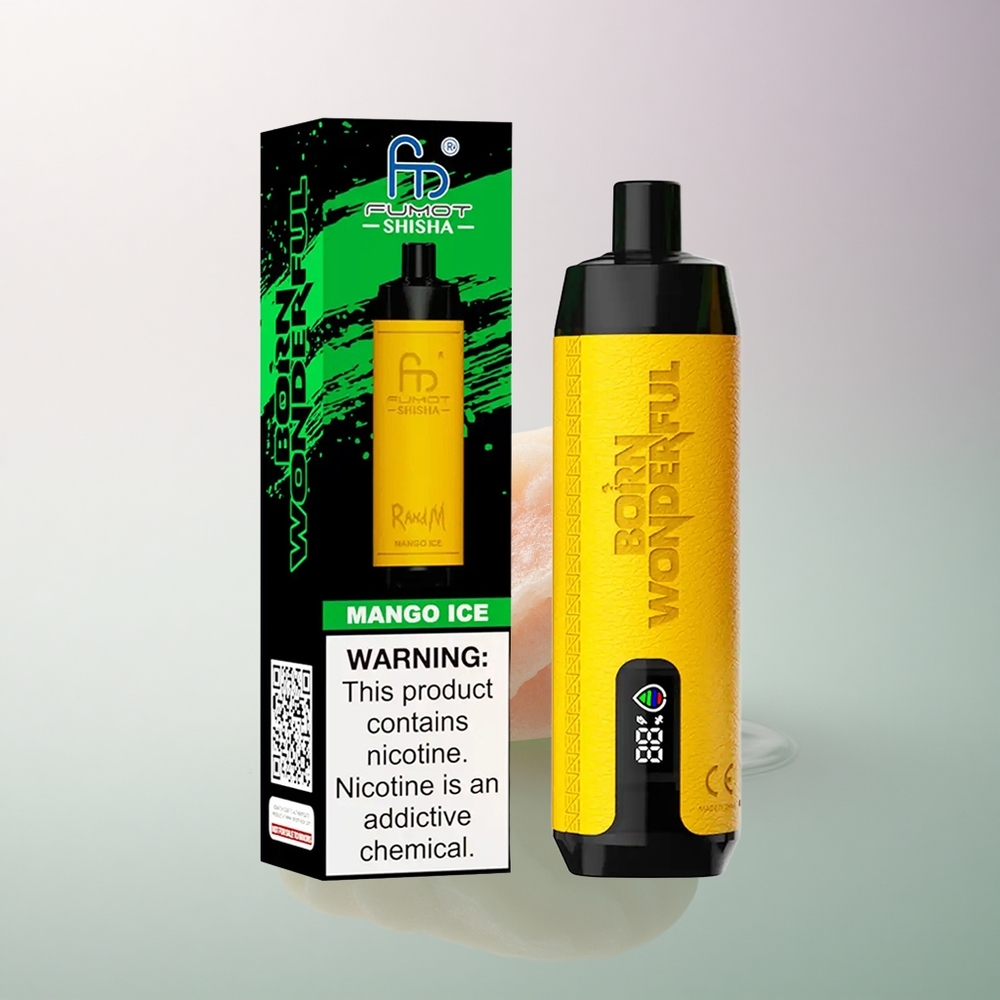 RandM Fumot Shisha 10000 Puffs Mango Ice LED 18ml Nicotine 0.5%