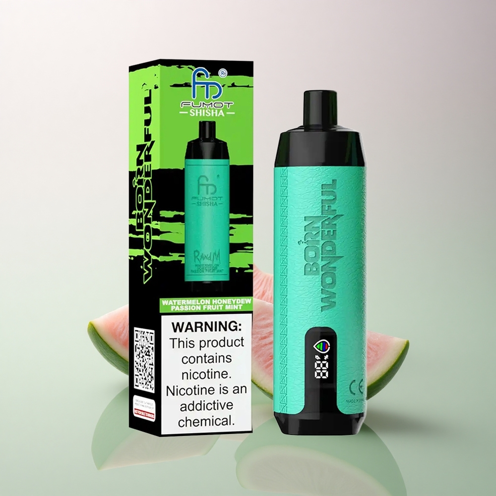 RandM Fumot Shisha 10000 Puffs Watermelon Honeydew Passion Fruit Mint 0.5% Nicotine 850mAh