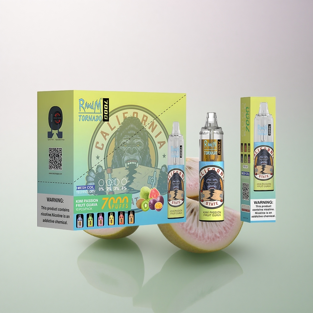 RandM Fumot Tornado 7000 Puffs Kiwi Passion Fruit Guava 14ML 850mAh Mesh Coil