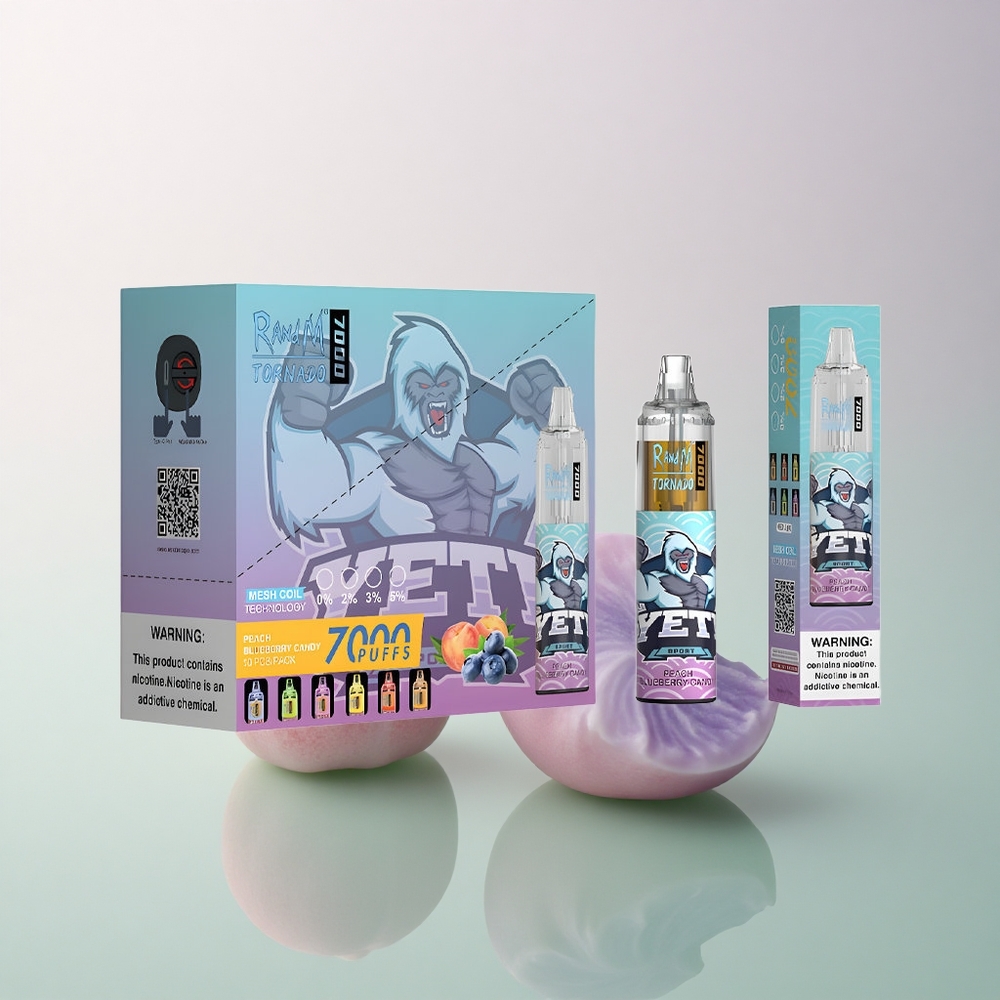 RandM Fumot Tornado 7000 Puffs Peach Blueberry Candy 14ML 850mAh Mesh Coil