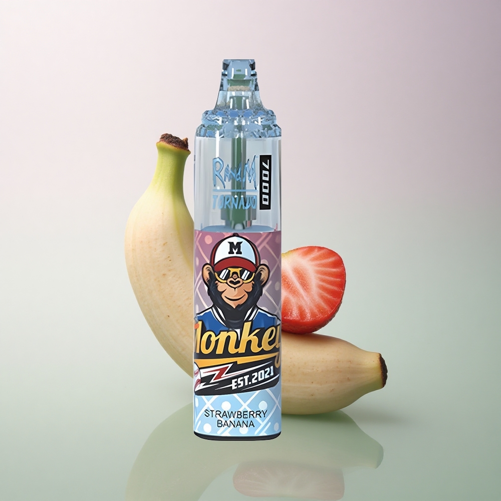 RandM Fumot Tornado 7000 Puffs Strawberry Banana 14ML 850mAh Mesh Coil