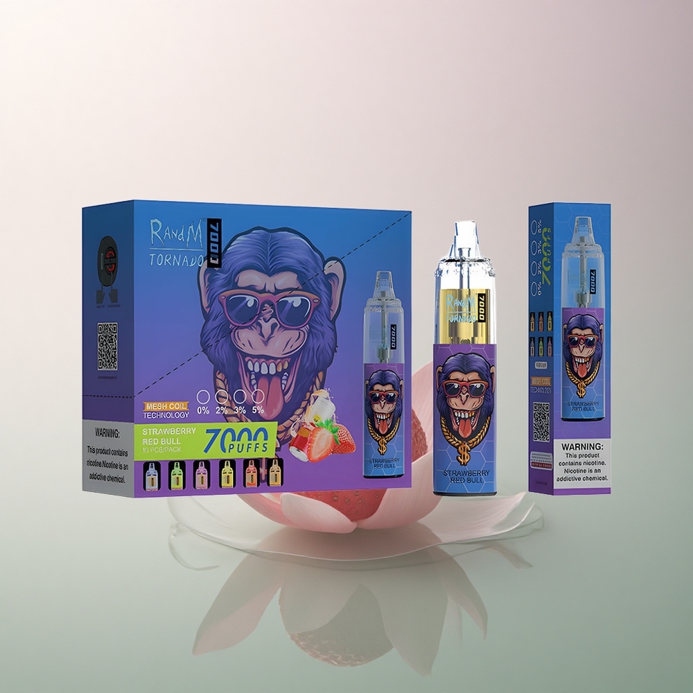 RandM Fumot Tornado 7000 Puffs Strawberry Red Bull 14ML Mesh 850mAh