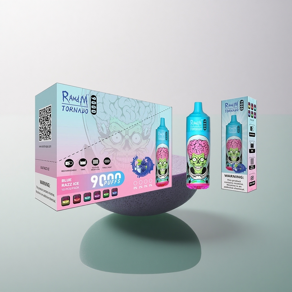 RandM Fumot Tornado 9000 Puffs Black Dragon Ice 18mL Mesh 850mAh RGB