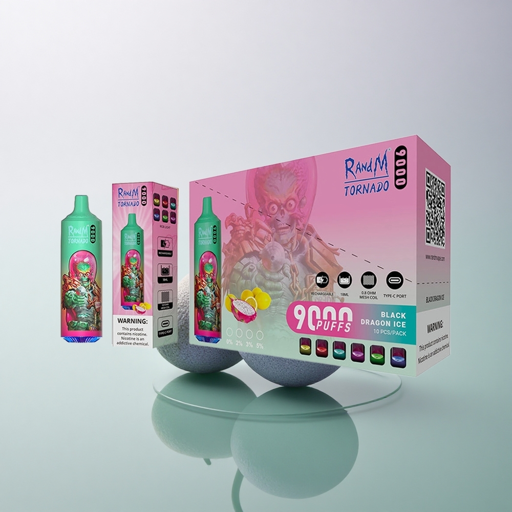 RandM Fumot Tornado 9000 Puffs Blue Razz Kush Mesh 18mL 850mAh