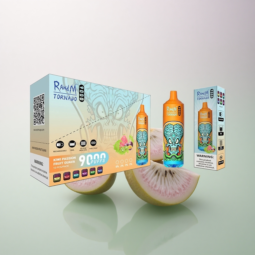 RandM Fumot Tornado 9000 Puffs Kiwi Passion Fruit Guava Mesh Coil 850mAh 18mL