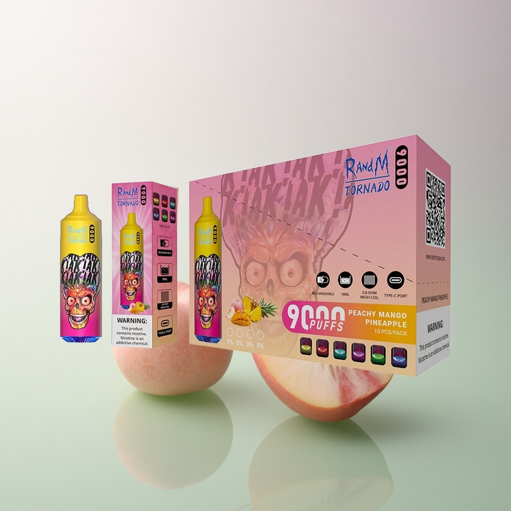 RandM Fumot Tornado 9000 Puffs Peachy Mango Pineapple 850mAh 18mL Mesh Coil