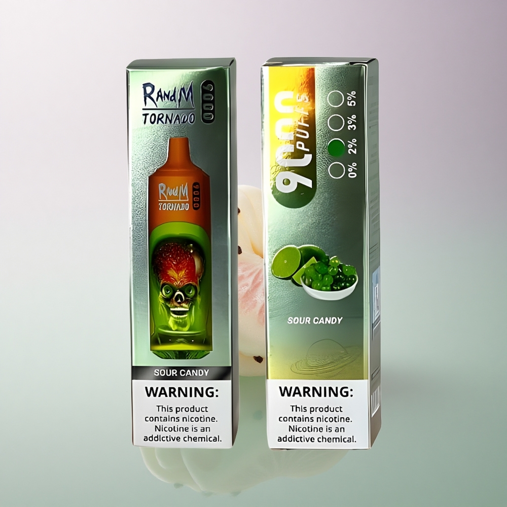 RandM Fumot Tornado 9000 Puffs Sour Candy 18mL Mesh RGB 850mAh