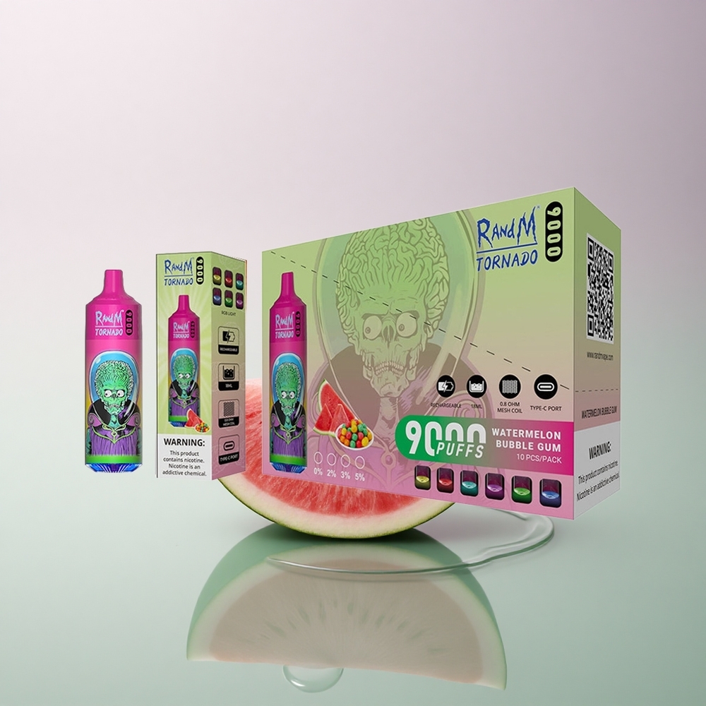 RandM Fumot Tornado 9000 Puffs Watermelon Bubble Gum 18mL Mesh 850mAh