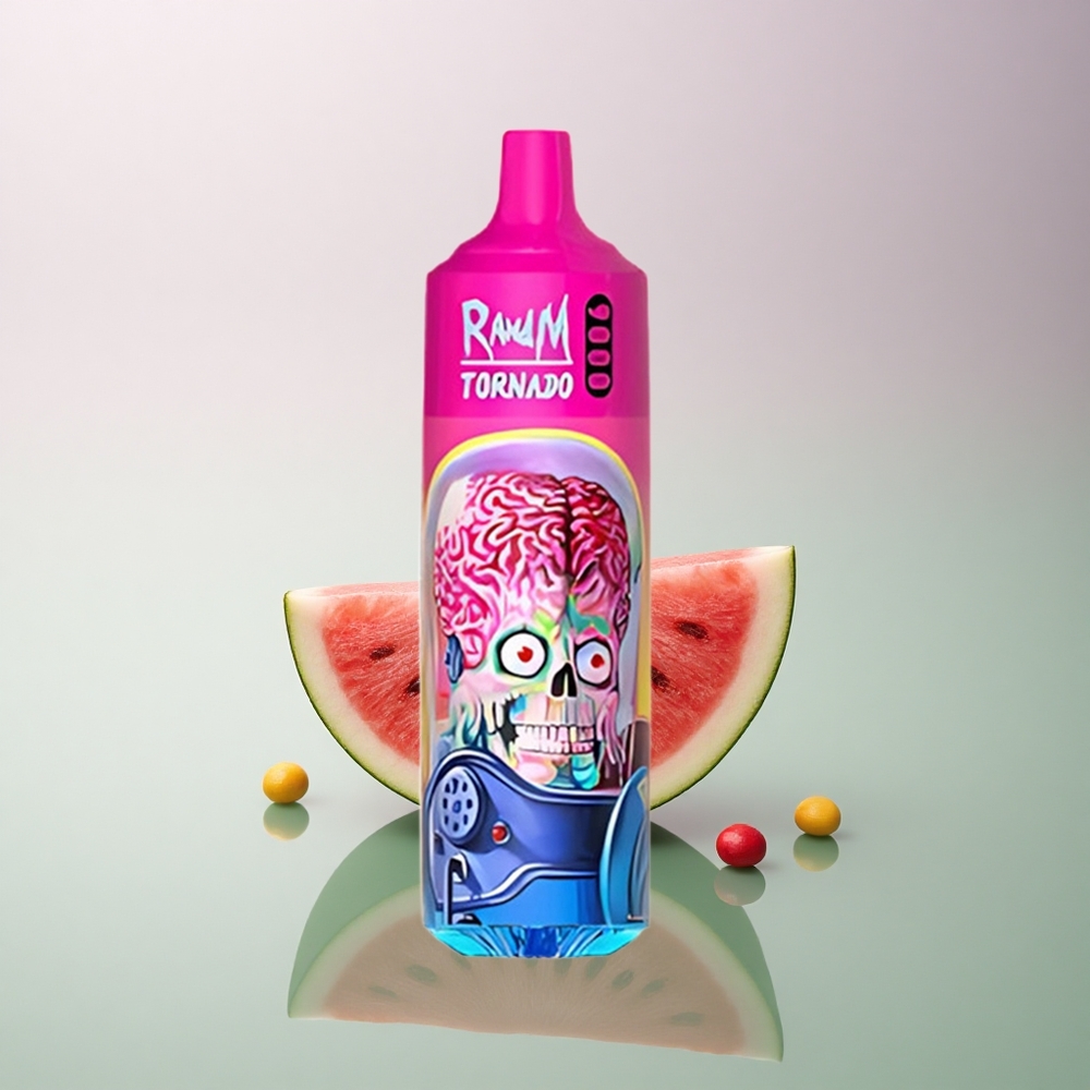 RandM Fumot Tornado 9000 Puffs Watermelon Skittles 850 mAh 18 mL Mesh Coil